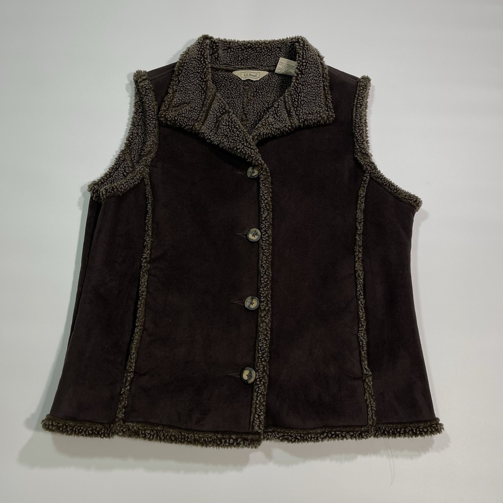 LL Bean Sherpa Lined Suede Vest